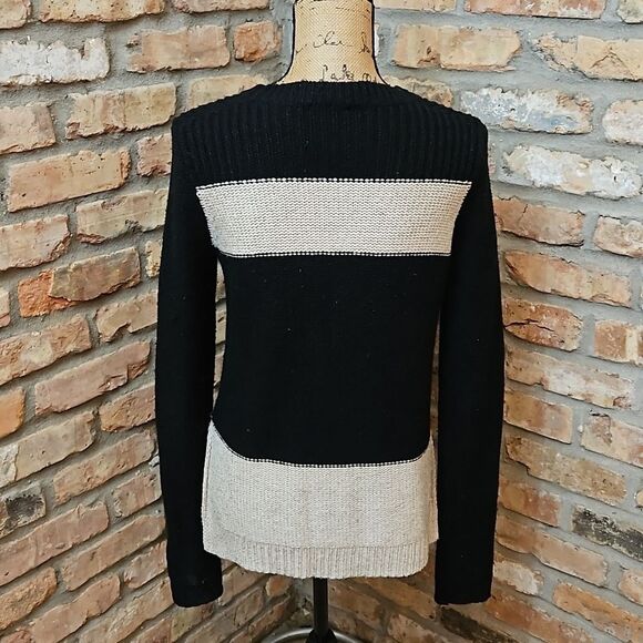 Theory Komon Sparkler black & cream wool/silk blend sweater size Small - Picture 6 of 12